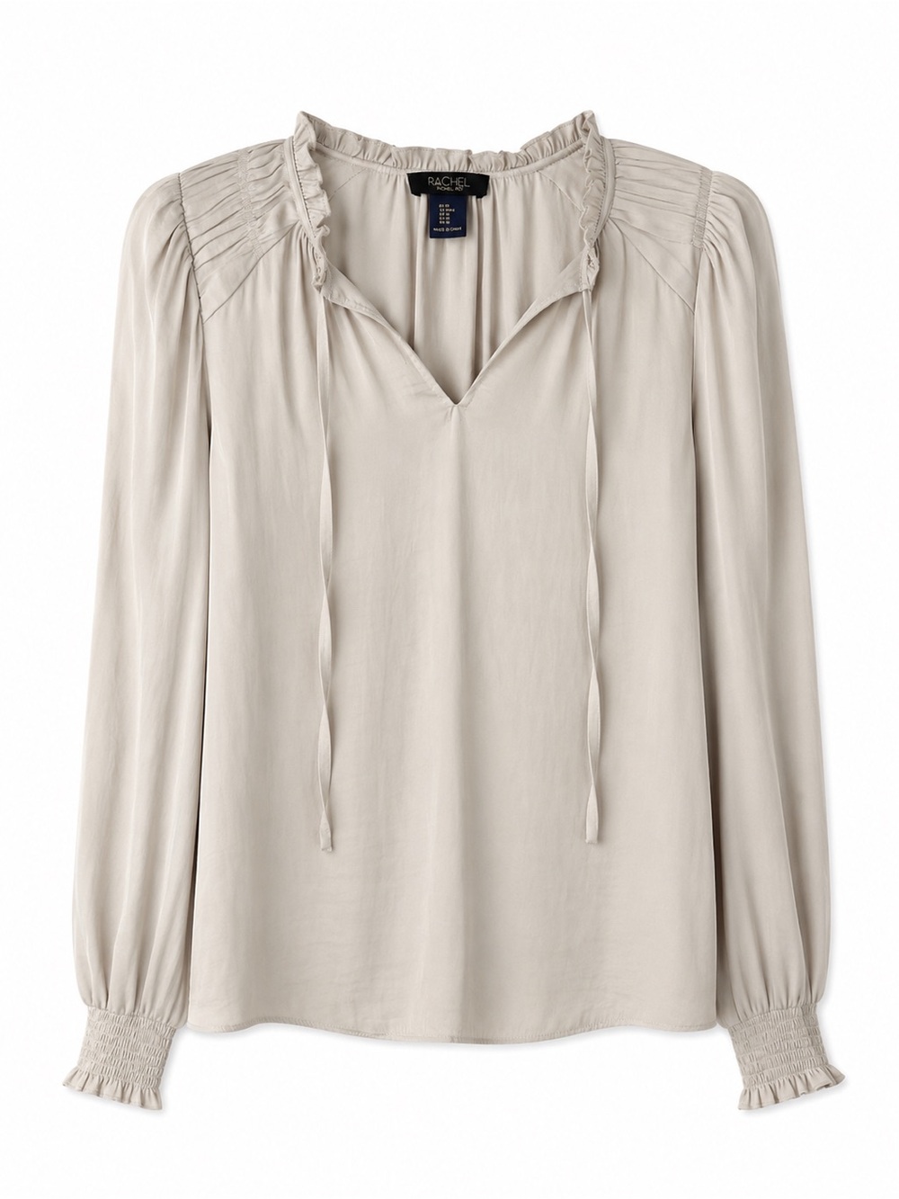 RACHEL Rachel Roy Cream Long-Sleeve Peasant Blouse Size Medium